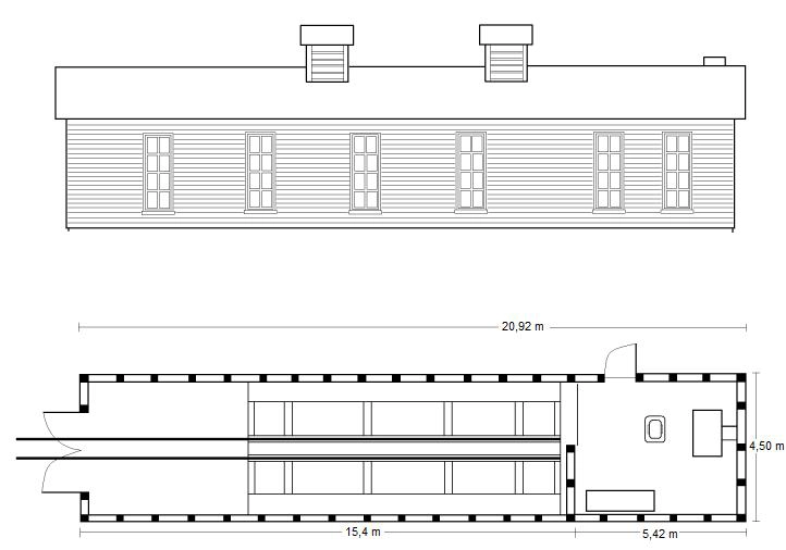 Veturitallin pohjapiirros