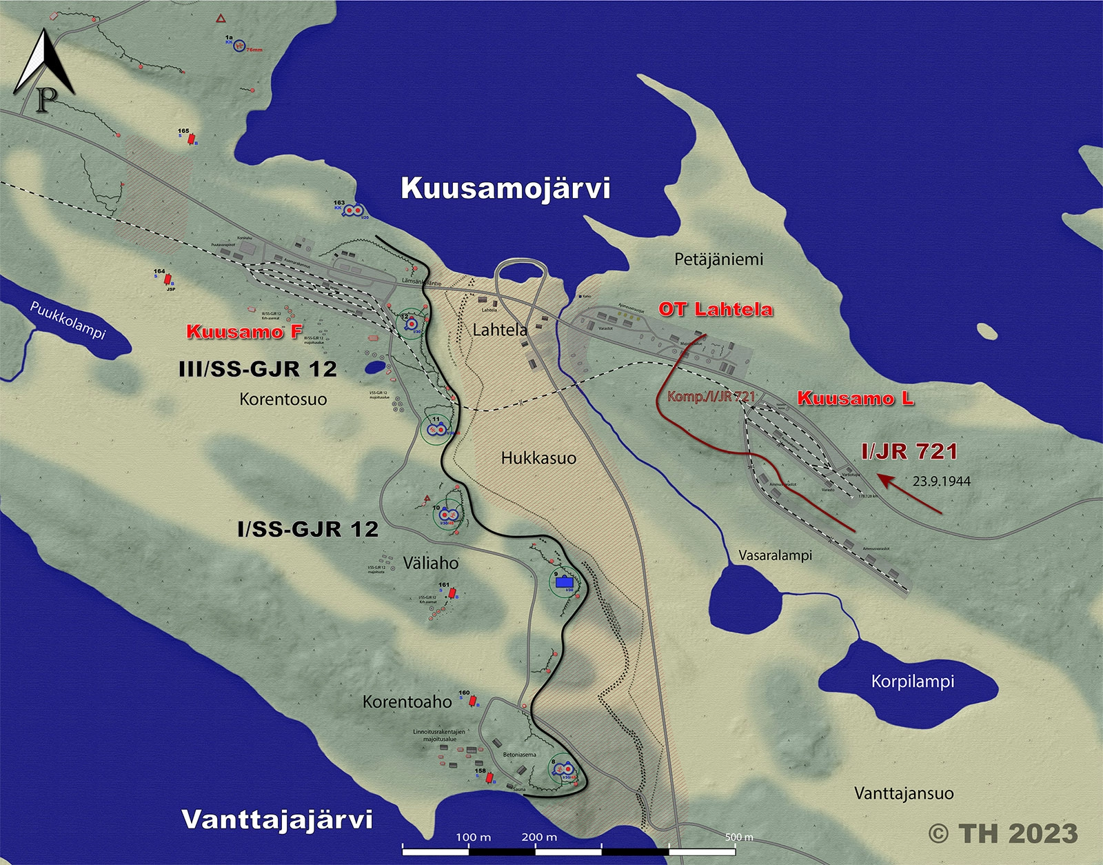 Kartta Vanttajan linjasta